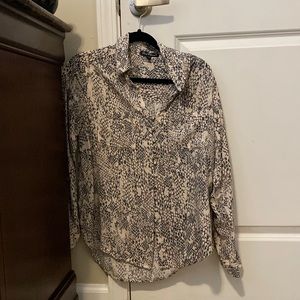 Gray, white, rose button up top